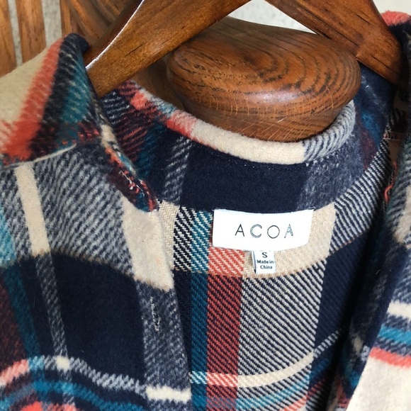 ACOA Long Line Fall Flannel Shacket - Picture 3 of 11